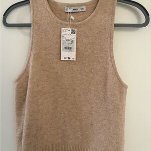 Mango Tan Sleeveless Sweater